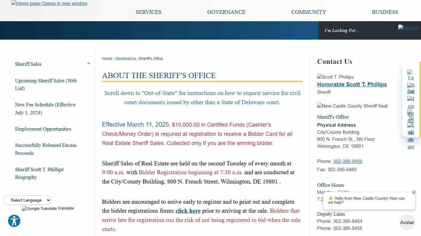 About the Sheriff's Office | New Castle County, DE - Official Website